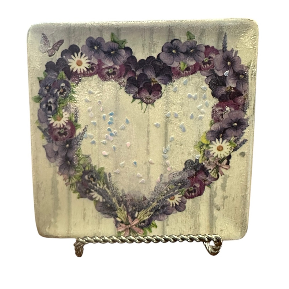 Hand Crafted floral heart plate